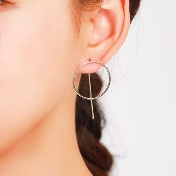 Sterling Silver Hoop Threader Earrings