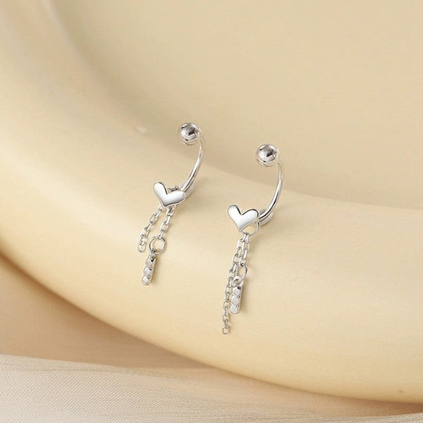 Sterling Silver Love Screw-Buckle Jacket Earrings