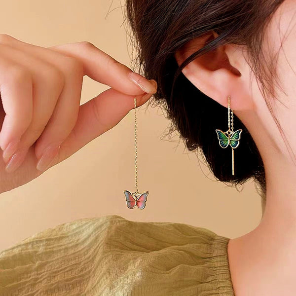 14K Gold-Plated Elegant Butterfly Threader Earrings