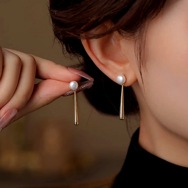 14K Gold-Plated Elegant Water Drop Pearl Earrings