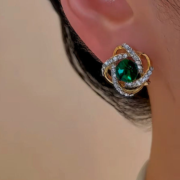 14K Gold-Plated Green Crystal Studs