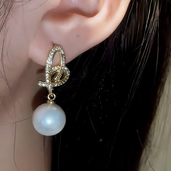 14K Gold-Plated Hollow Heart Pearl Earrings