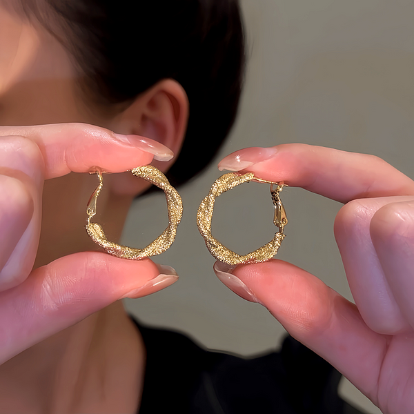 14K Gold-Plated Irregular Twist Hoop Earrings