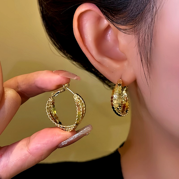 14K Gold-Plated Lace Hoop Earrings