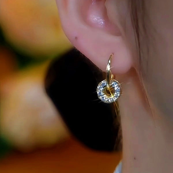 14K Gold-Plated Luxury Diamond Ball Hoop Earrings