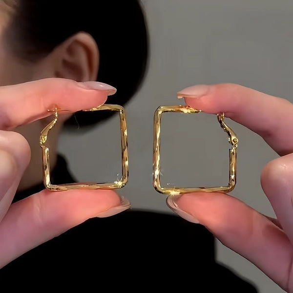 14K Gold-Plated Luxury Square Earrings