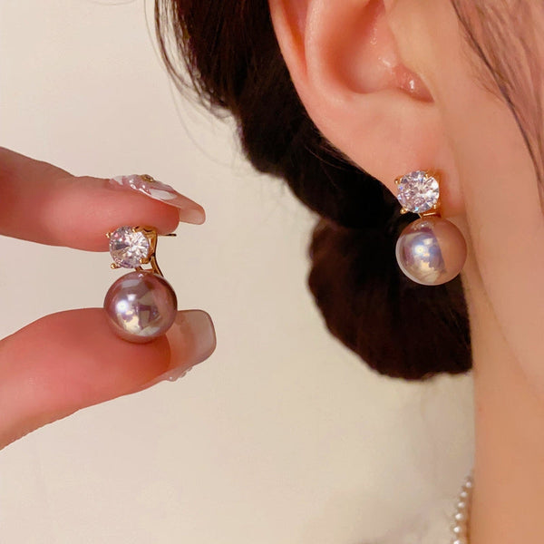 14K Gold-Plated Luxury Zircon Pearl Earrings