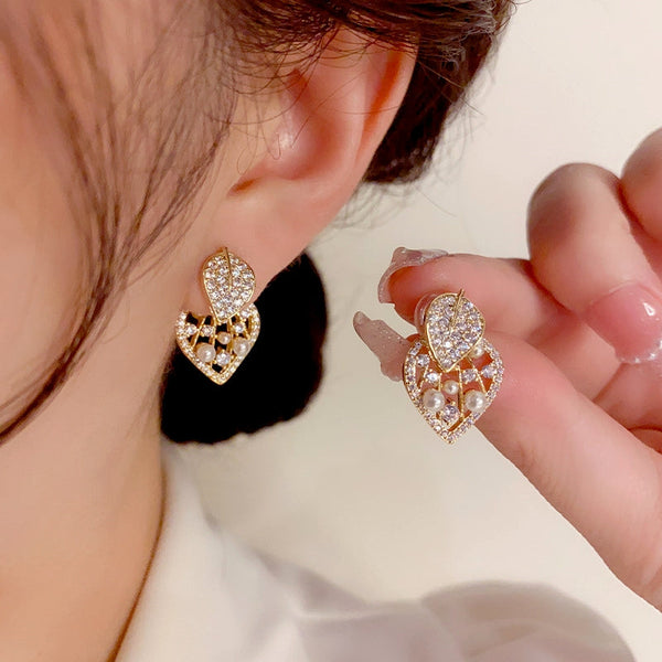 14K Gold-Plated Micro-Paved Leaf Earrings