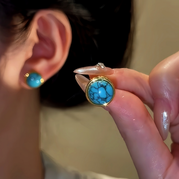 14K Gold-Plated Natural Turquoise Earrings