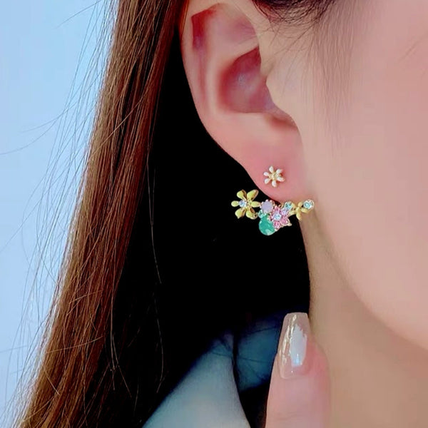 14K Gold-Plated Oil Dripping Colorful Flower Earrings