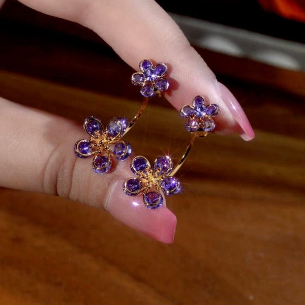 14K Gold-Plated Purple Flower Earrings