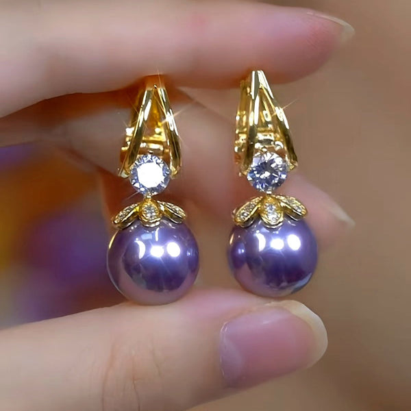 14K Gold-Plated Purple Pearl Earrings