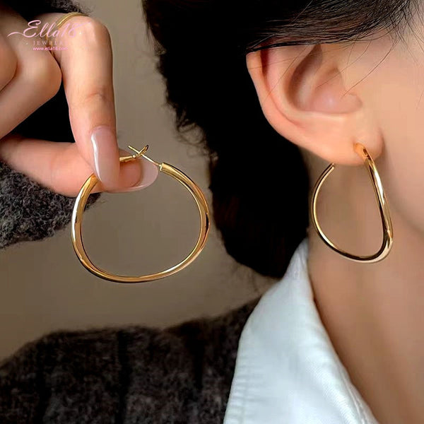 14K Gold-Plated Simple Curvy Hoop Earrings