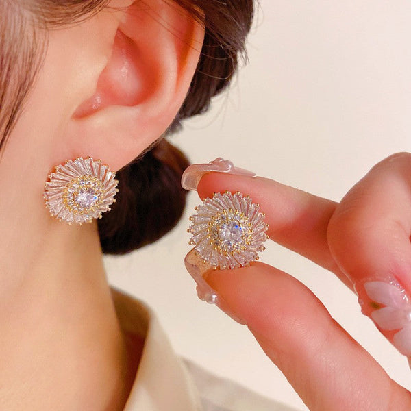 14K Gold-plated Zircon Stud Earrings