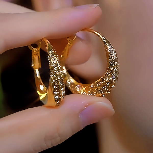 14K Gold-plated Luxury Zircon Hoop Earrings