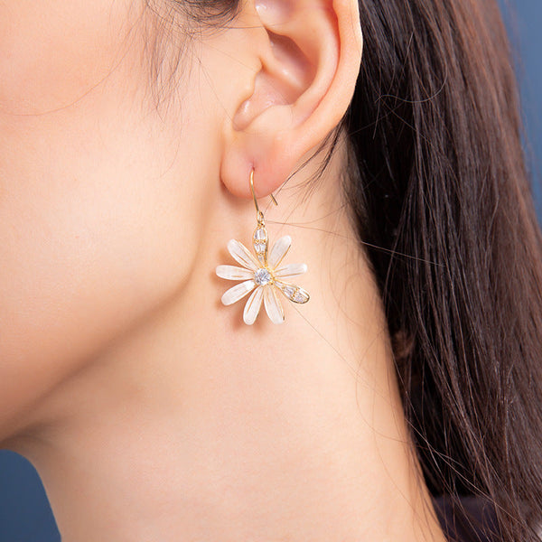 14K Gold-plated Unique Daisy Tassel Earrings