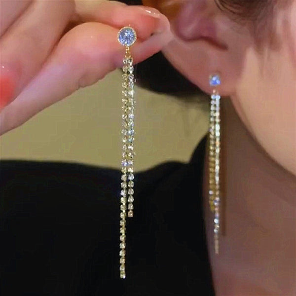 14K Gold-plated Zircon Drop Earrings