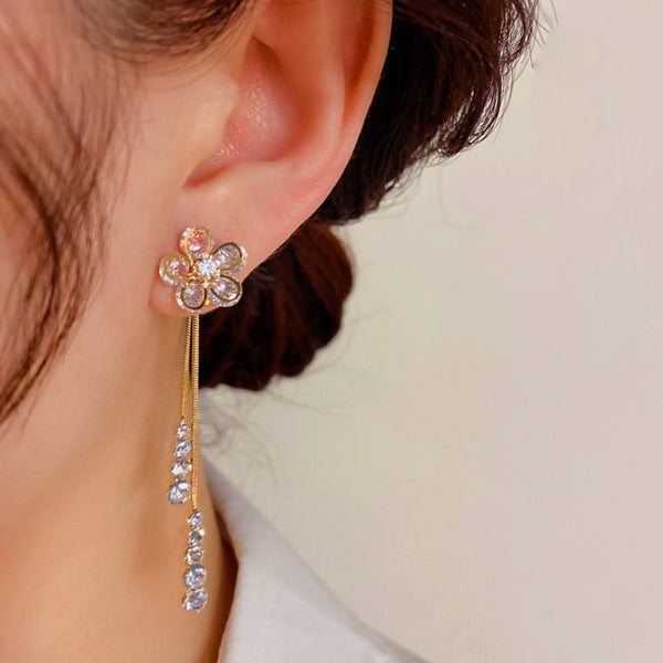 14K Gold-plated Flower Jacket Earrings