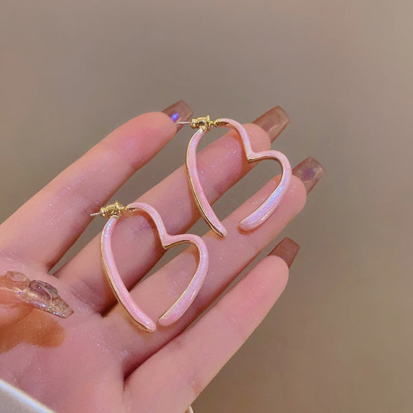 14K Gold-plated Pink Heart Earrings