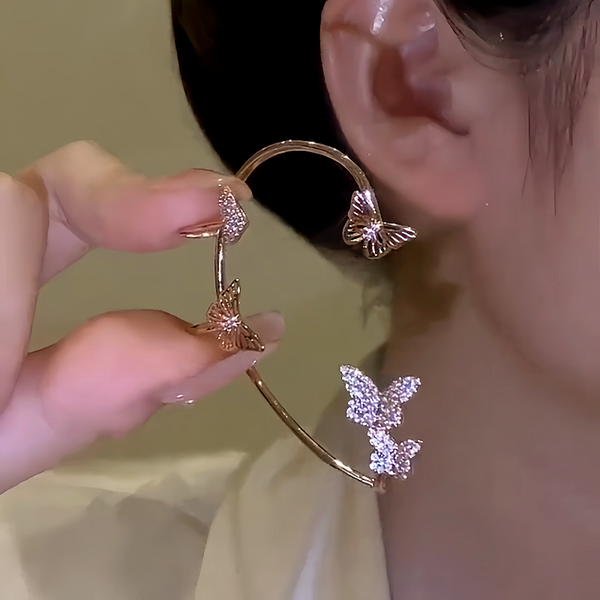 14K gold-Plated Zircon Super Shiny Butterfly Ear Cuff