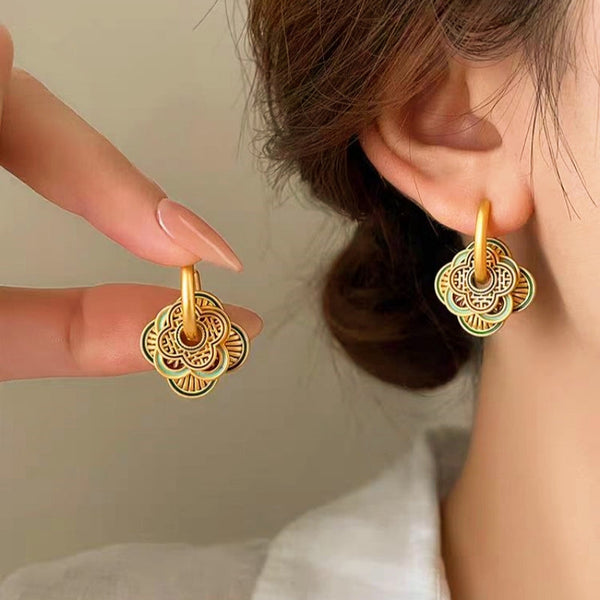 18K Gold-Plated Painted Geometric Earrings