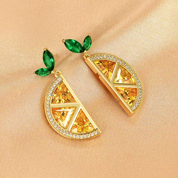 18K Gold-plated Crystal Lemon Earrings