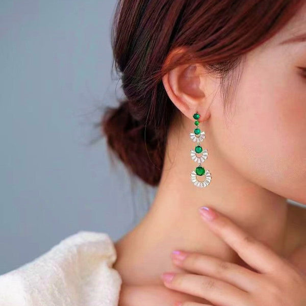 Silver Post Luxury Zircon Drop Earrings