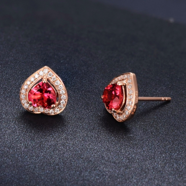 Silver Post Zircon Rose Stud Earrings