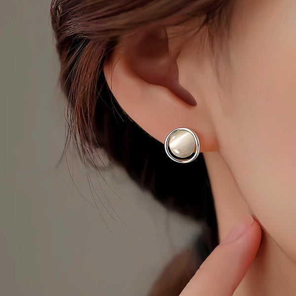 Sterling Silver Cat's Eye Stud Earrings