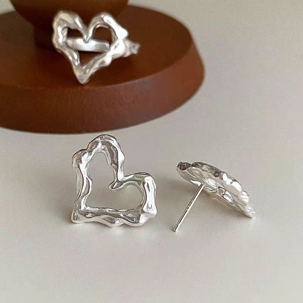 Sterling Silver Heart-Design Stud Earrings