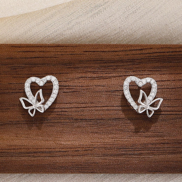 Sterling Silver Heart-Design Stud Earrings