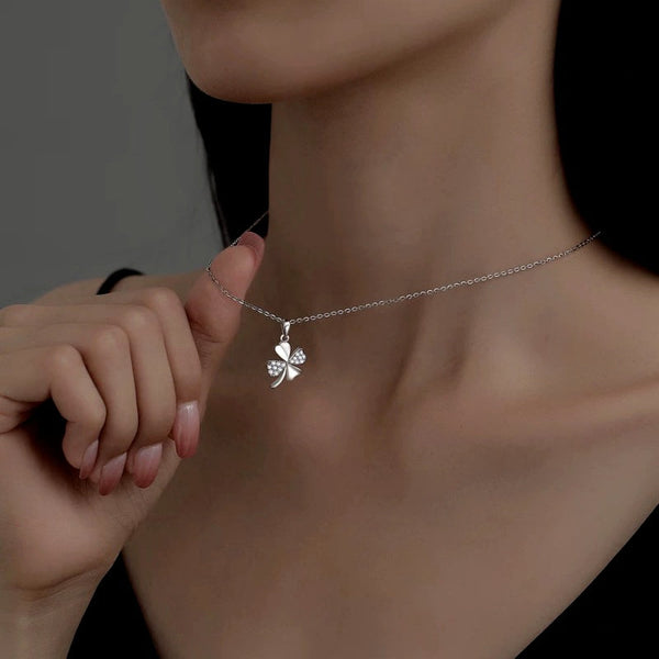 Sterling Silver Lucky Four-Leaf Clover Necklace