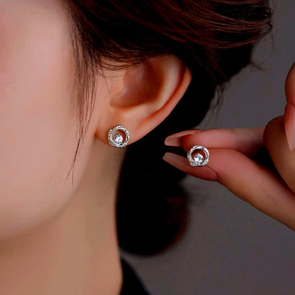 Sterling Silver Luxury Diamond Studs