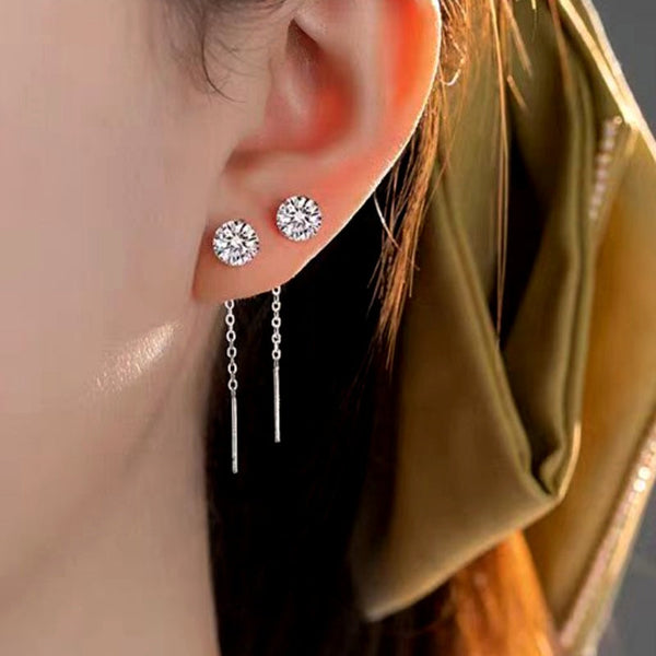 Sterling Silver Luxury Diamond Threader Earrings