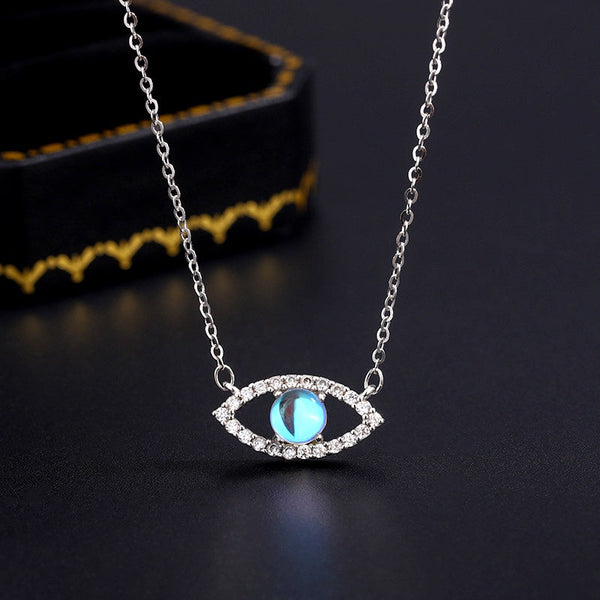 Sterling Silver Moonstone Devil's Eye Necklace