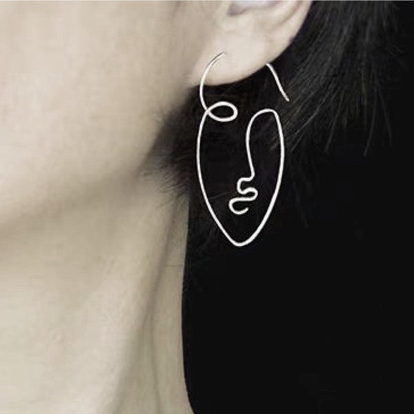 Sterling Silver Picasso Face Earrings