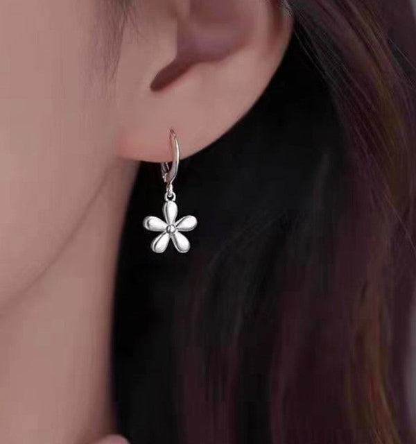 Sterling Silver Zircon Flower Earrings