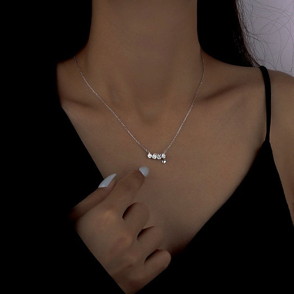 Sterling Silver Zircon Letter LOVE Necklaces