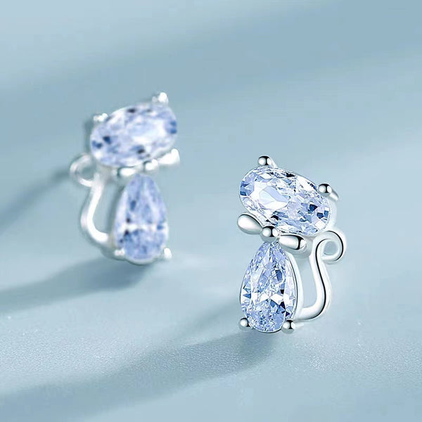 Sterling Silver Kitty Dimond Stud Earrings