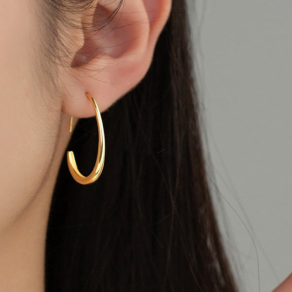 Sterling Silver Ellipse Hoop Earrings