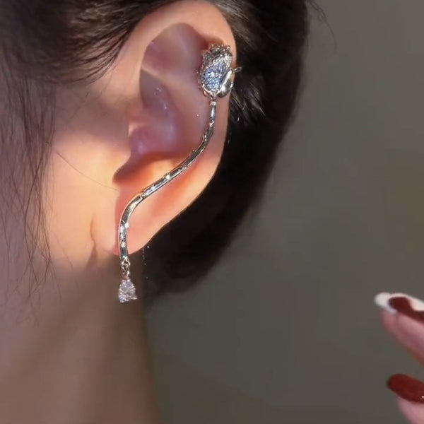 Zircon Rose Ear Cuffs (1 Pair)