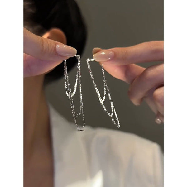 Sterling Silver Three-layer Chain Earrings