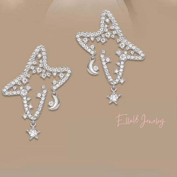 14K Gold-plated Moon Star Earrings