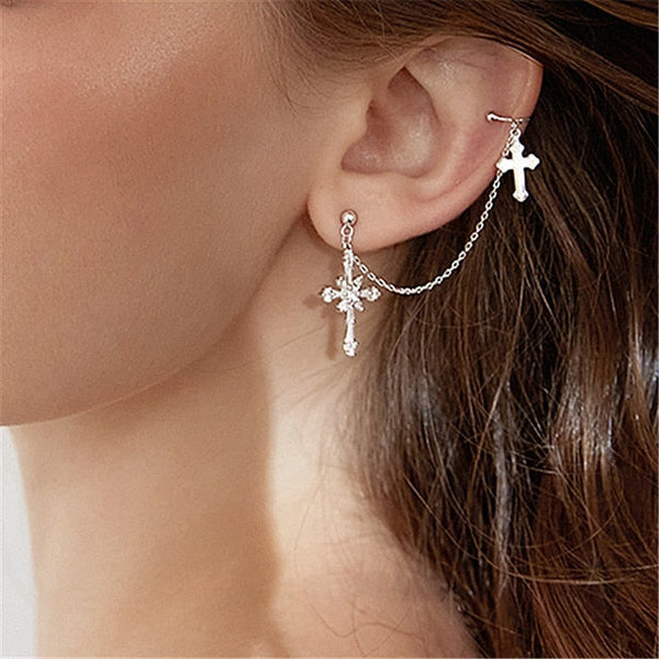 Sterling Silver Cross Ear Cuffs(1 Pair)